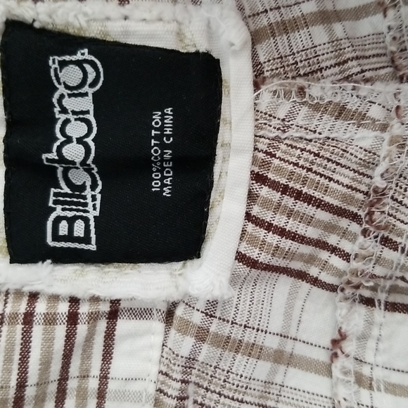 Billabong , Mens, Sz 38 Shorts, Brown, Tan and White Plaid,MAKE ME A OFFER - Picture 4 of 8